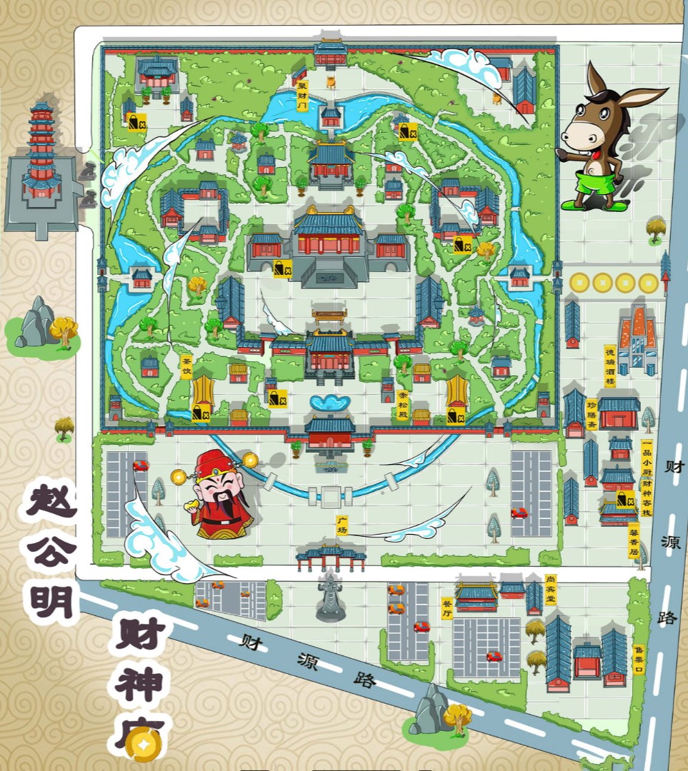 象州寺庙类手绘地图